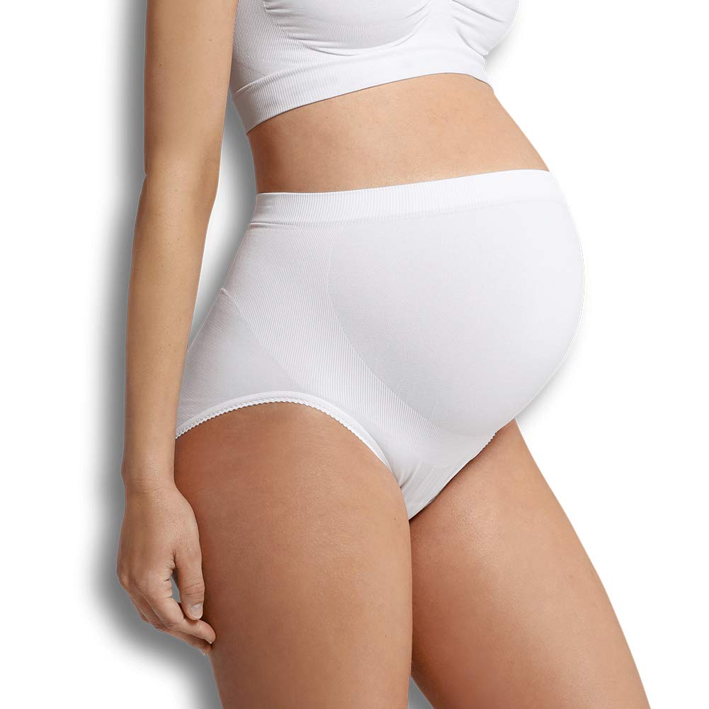 Carriwell Women's White Maternity Briefs, Supportive Panty For Pregnant Seamless Maternity Briefs Made Of Breathable Microfiber[White][Medium]