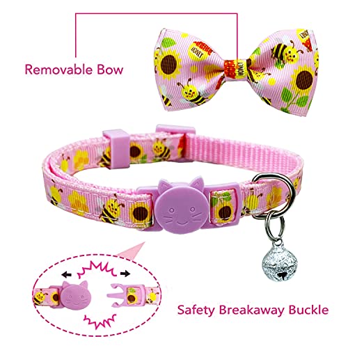Pohshido 2 Pack Cat Bow Tie Collar with Bells, Breakaway Buckle Safety Kitty Kitten Collar (Adjustable Size from 7.8-12… - Image 2