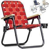 GoSports Outdoors WOVN Beach Backpack Chair - Premium Folding Camping Chair - 9 Styles Available - Burnt RED