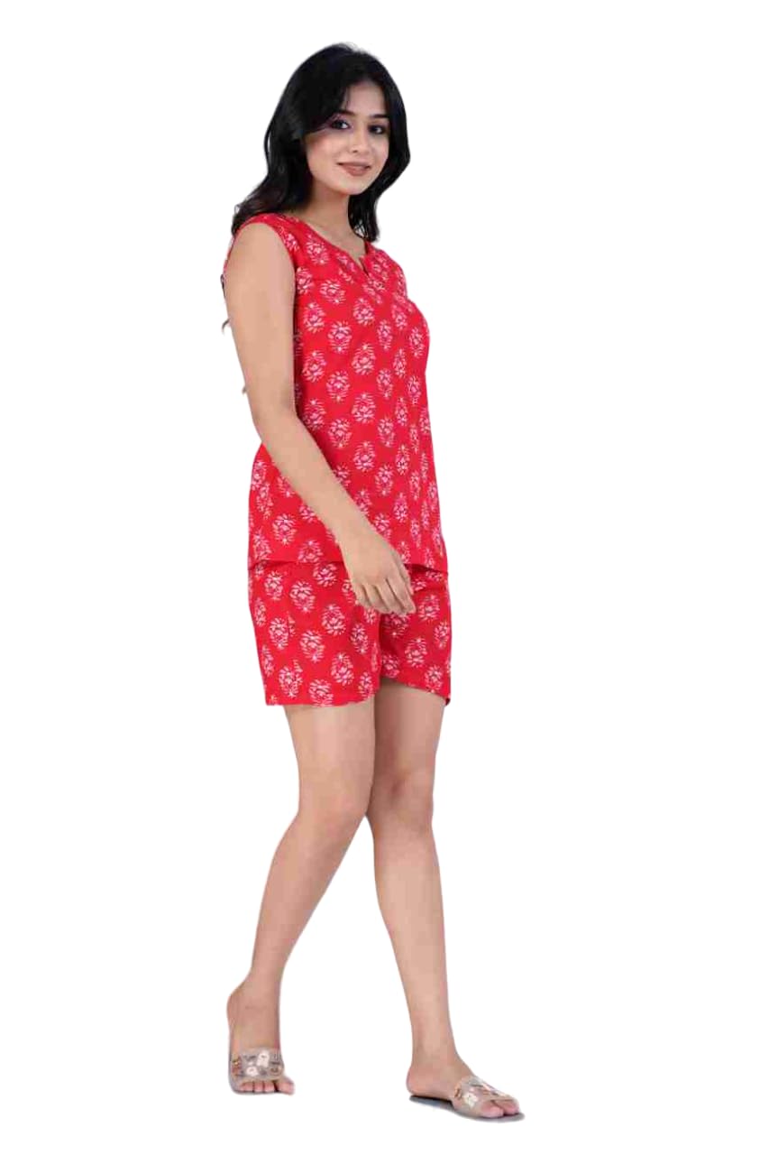 ghumman sonakshi Women's Cotton Printed Night Suit Set of Top & Shorts-picture-18