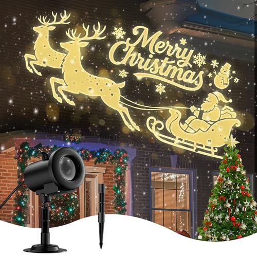 12 in 1 Christmas Projector Lights Outdoor, 3D Dynamic Santa Sleigh/Nativity/Green Monster/Ghost/Spider/Bat Christmas Decor,Night Lights for Party Home Window Wall Holiday Decor