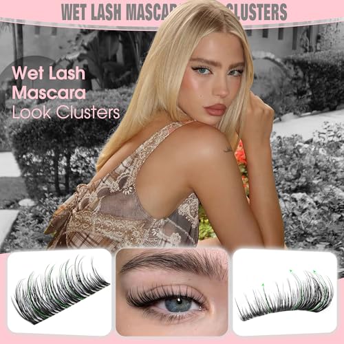 Image of Wispy Natural Lash Clusters 12-14-16mm CC Curl DIY Cluster Eyelash Extensions for Clean Makeup, Individual False Eyelashes Cat Eye Lash Clusters