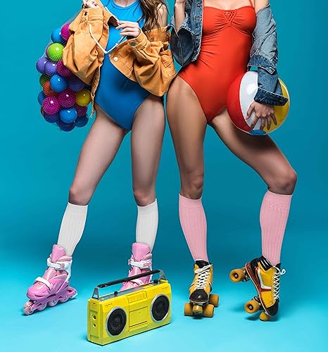 Image of Violet Mist women slouch socks thick colored knee high scrunch socks long stacked sock boot 80s 90s Novetly