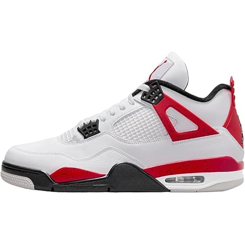4 Retro Sneakers, White/Red/Black (Size 9 men/10.5 Women)