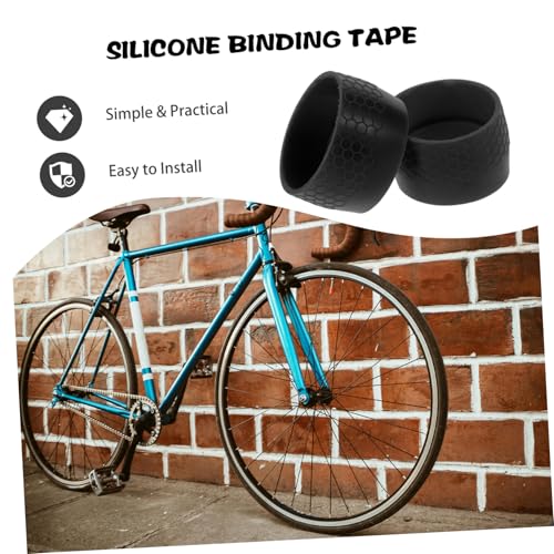 Happyyami V13248XU35RN067EN1GHR44D 2Pcs Strap Fixing Ring The Bicycle Scooter Bike Cycle Bike Road Bike Bar Ends Bike Back Handle Cover Bike Handlebar Tape Ring Handle Wrap Black thumb #8