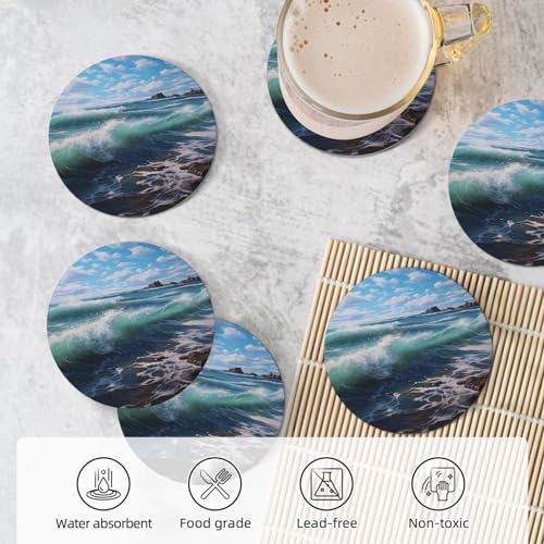 Dessous de verre en céramique lot de 6 avec support pour table