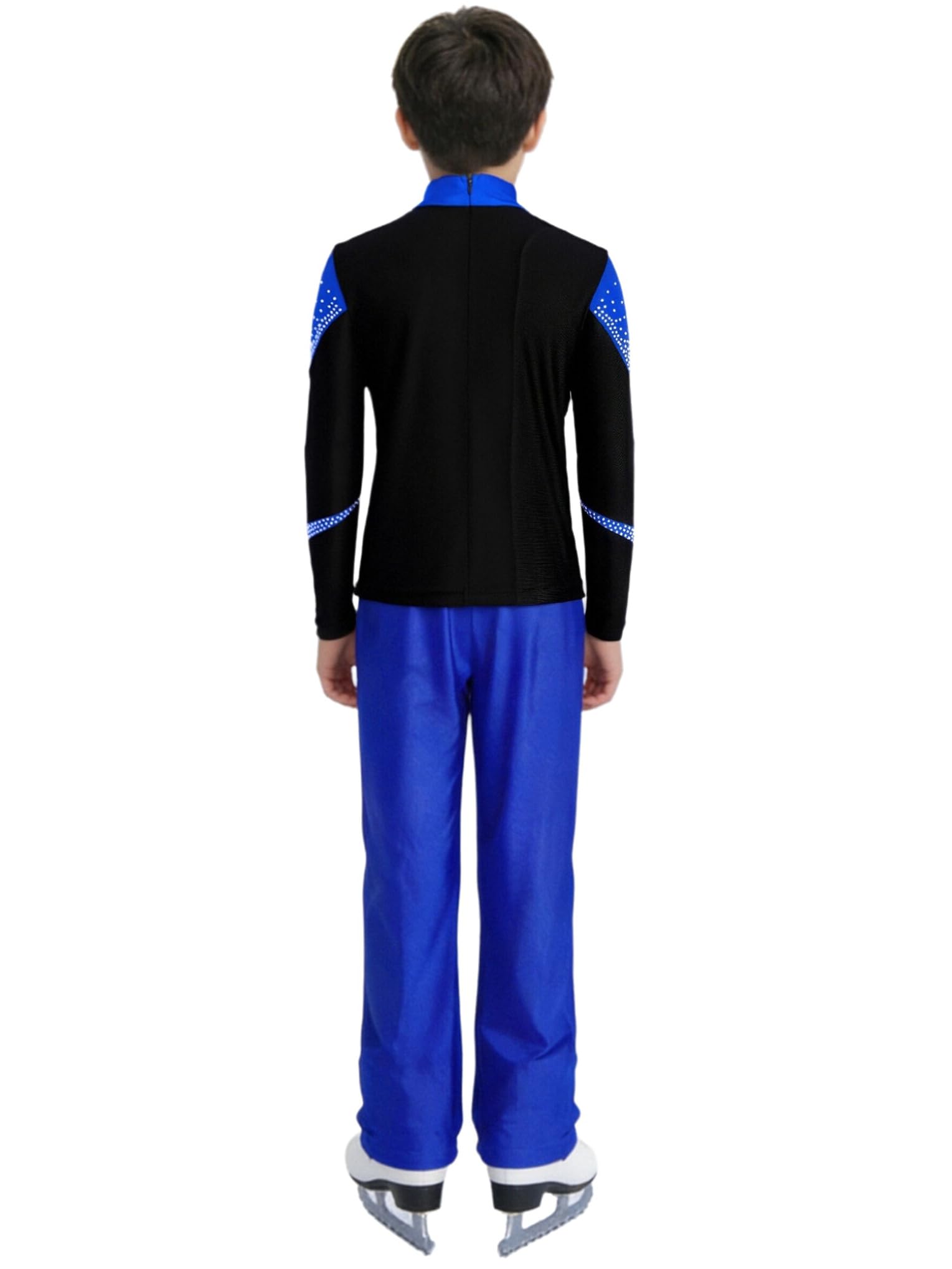 Eiskunstlaufanzug Kostüm Kinder Junge Mädchen Langarm Rollkunstlauf Oberteil Strass Glitzer Tanzhemd High Waist Tanzhose Turnhose Gymnastik Trainingsanzug