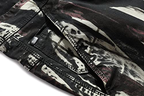 Mo Good Mens Casual Cargo Shorts Straight Fit 10 Inch Inseam Flat-Front Short Pants (36, Camo-Black) #TOP2