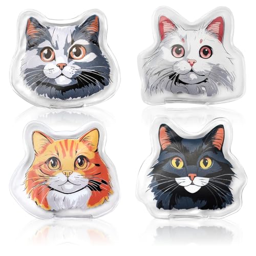 COM-FOUR® 4X Taschenwärmer wiederverwendbar - Handwärmer mit Katzen Motiv - Wärmepad für kalte Tage und für unterwegs - Wärmeknickkissen (4...