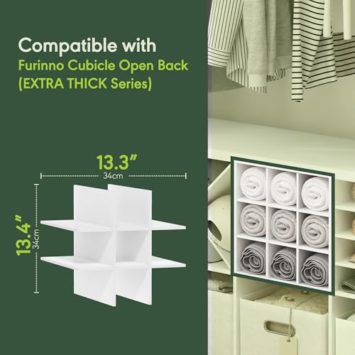 Image of Furinno Cubicle Cube Insert, 9-Compartment Cube Organizer, Fits into Furinno Extra Thick Cubes, for Organizers and Storage, White (Does not fit IKEA Kallax Shelving)