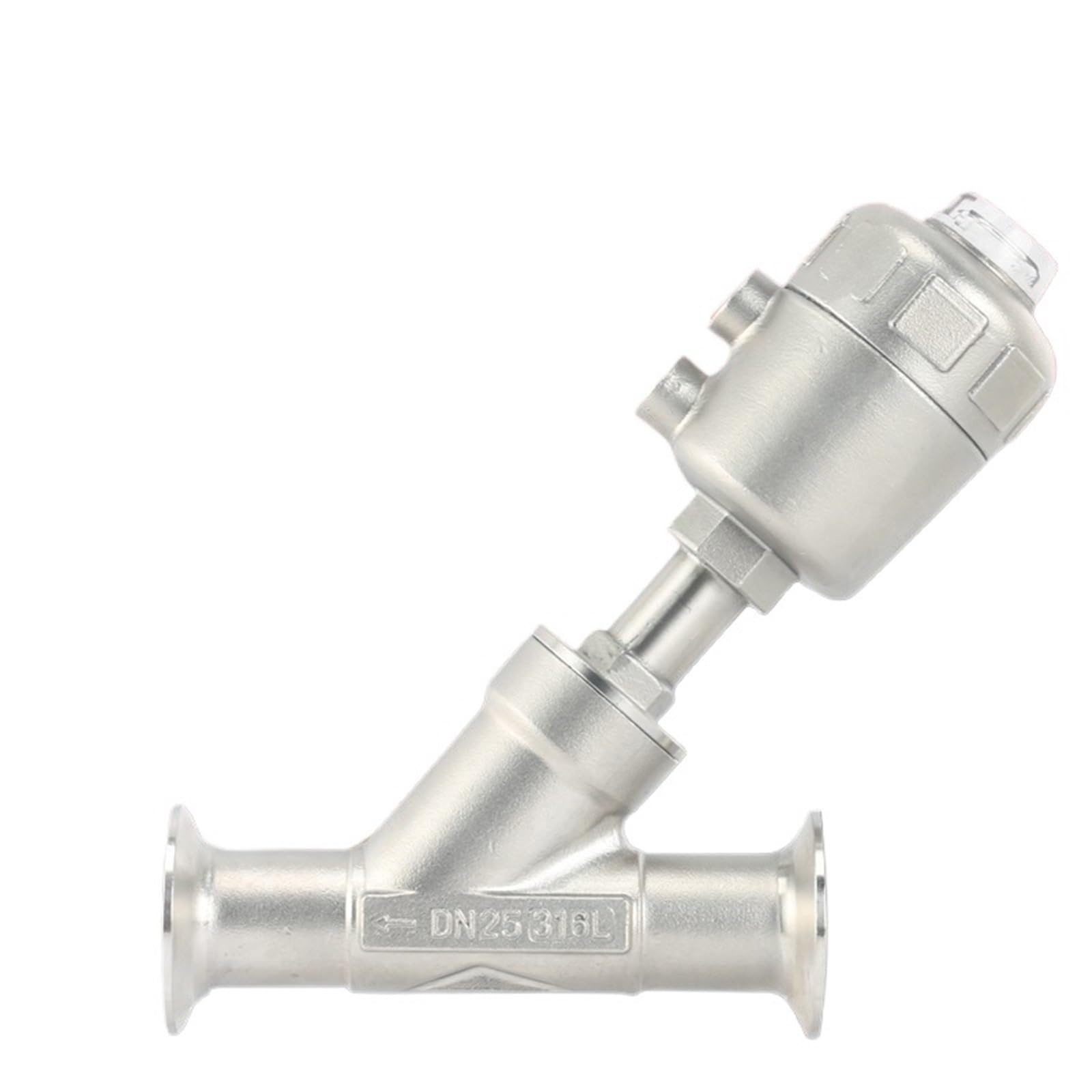 Vanne d'angle pneumatique en inox tri-clamp DN15 pour vapeur haute température