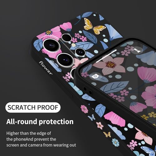 Coque fine antidérapante LEECG protection légère fleur noir - 7