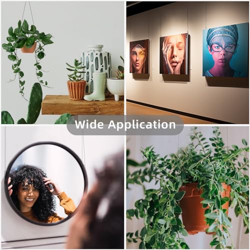 Image of 2PCS Picture Hanging Wires, 1m*1.5mm Adjustable Wire Picture Hanging Kit, Mirror Frame Hanging Kit for Photo Frame Picture Artwork, Mirror Hanging, Holds up to 66 lbs. (A-1M-2PCS), ‎Silver
