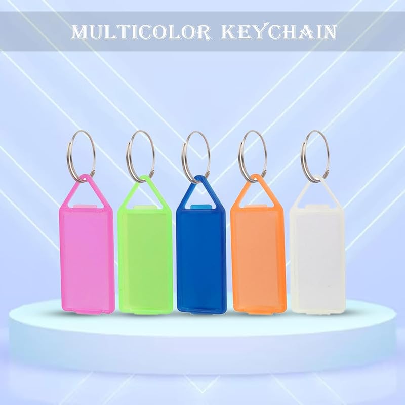 Image of 50 Pcs Key Tag Multicolor Keyring & Keychain With Name Tag Labels Assorted Keychain With Two Side Id Label And Split Ring For Office, Home Key