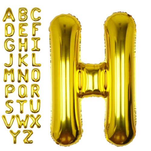 Image of 40 Inch Gold Letter H Balloon Big Foil Helium Letter Balloons A-Z | Giant Large Mylar Party Balloon for Birthday Party Decorations