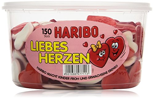 Haribo Liebesherzen Runddose 150 Stück 1200g 1