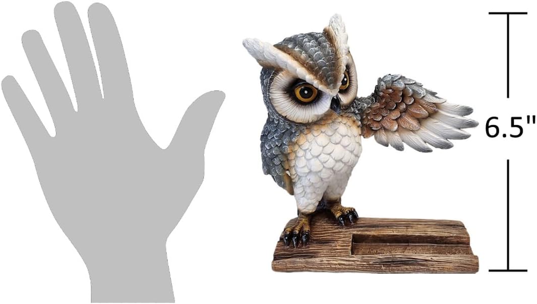The Bridge Collection Owl Phone Holder - Rustic Wildlife Themed Smartphone Stand - Lodge and Cabin Home Decor