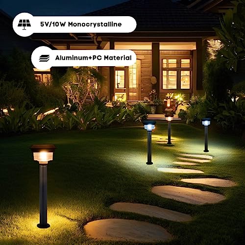 hardoll Solar Light Outdoor for Home Garden 48LED Waterproof Pillar Wall Gate Post Lamp with Pole(Pack of 1-Cool&Warm White, Aluminium+PC)