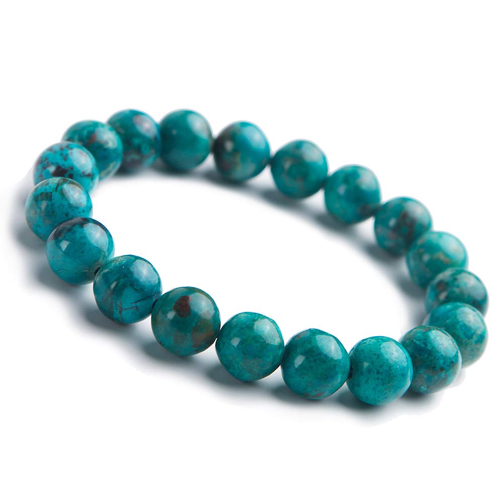 MOCHAMIK 10 mm natürliches Malachit-grünes Edelstein-Rundperlen-Damenarmband