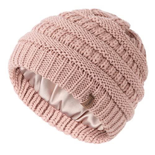 Image of Toddler Beanie Satin Lined Baby Girls Boys Winter Hats Kids Knitted Warm Silky Winter Beanies Hat