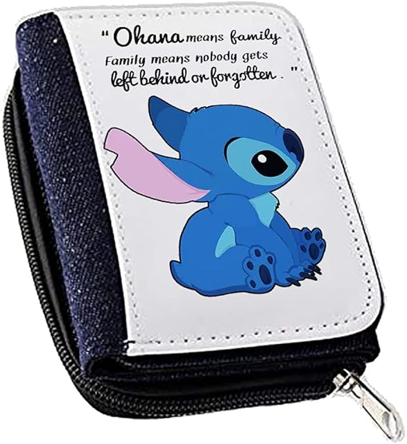 Giftme Ohana Means Family Ohana Quote Birthday Gift Christmas, Friendship Womens Denim Coin Wallet, Girls Purse, Gift Purse Wallet, Stags Purse Birthday Gift, Black, 120 X 90 Mm