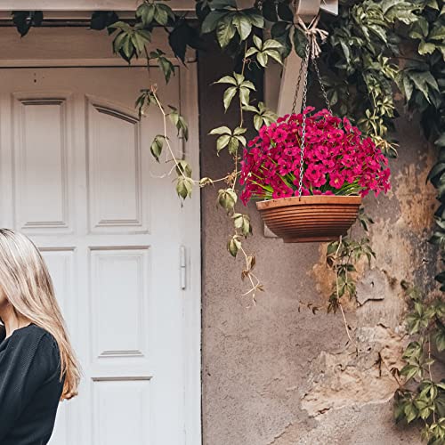 15 Bundles Artificial Flowers Uv Resistant Outdoor Plants No Fade Faux Plastic Shrubs Fake Silk Flowers Window Box Garden Porch Home Decoration(Fuchsia) #TOP2