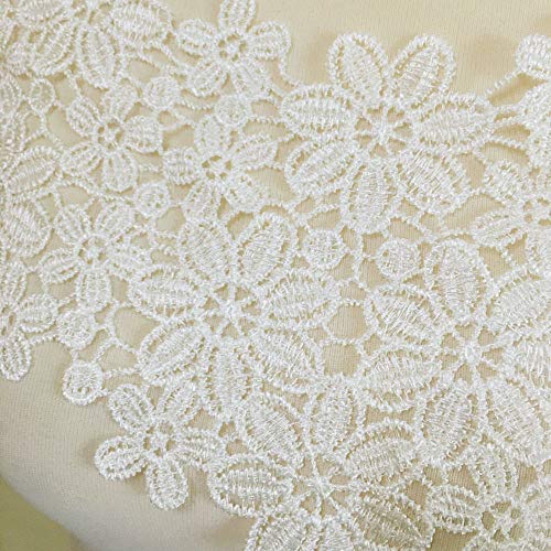 White Embroidered Lace Neckline Collar Floral Brown Leaf Applique Patches Scrapbooking Embossed Sewing (Style A) #TOP3