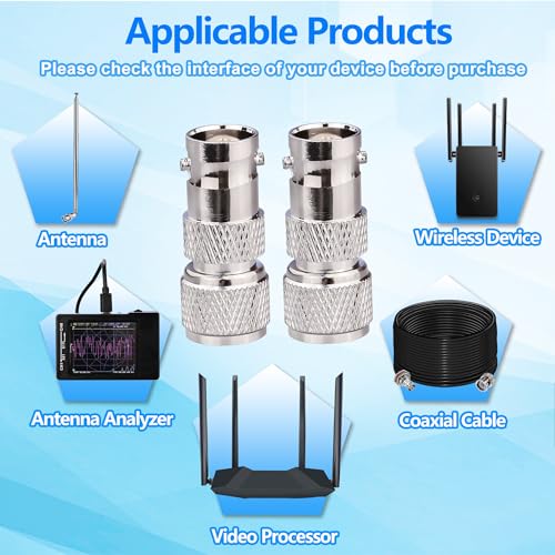 TUOLNK Pack 2 Conectores Mini UHF Macho a BNC Hembra coaxial miniatura 4