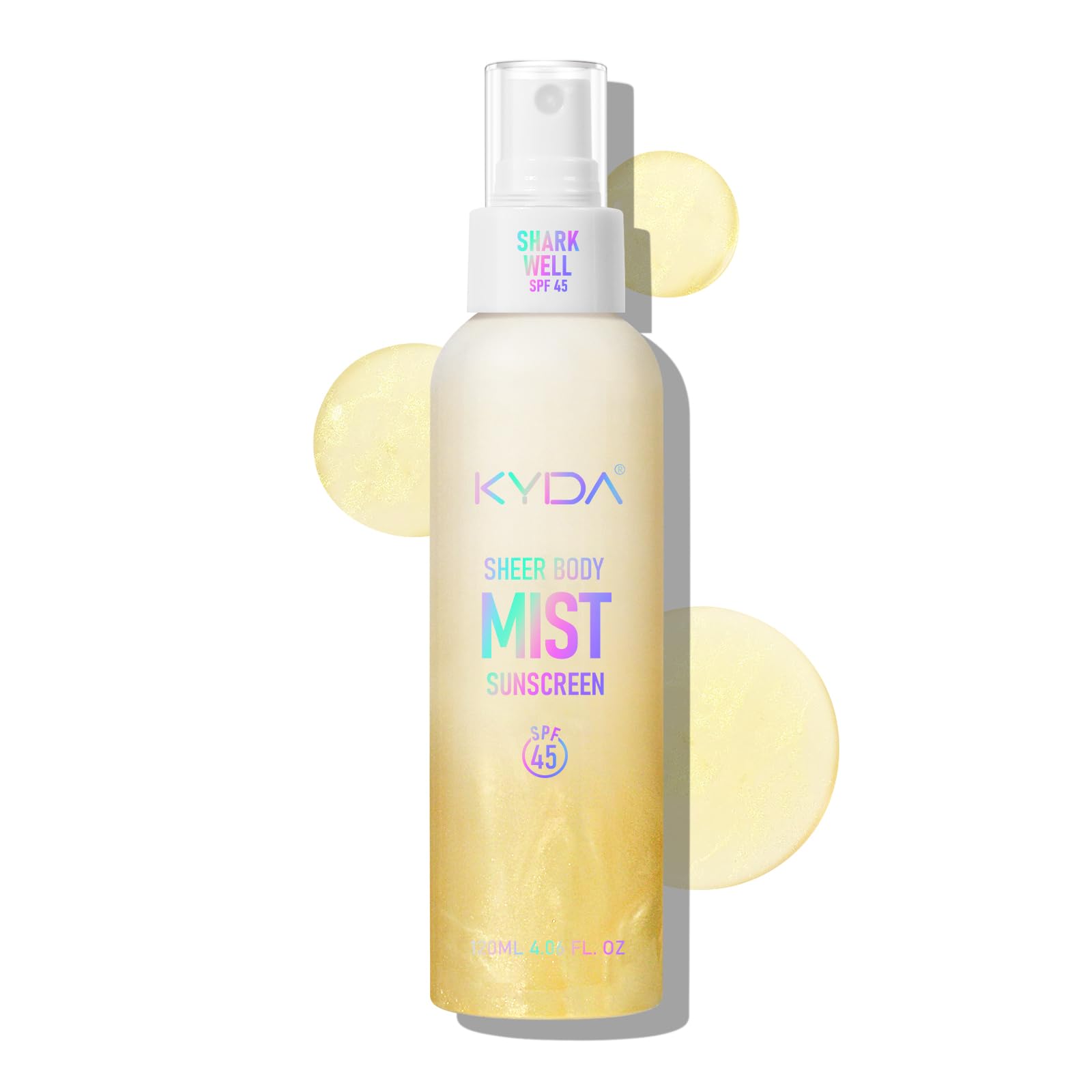Sheer Body Sunscreen Mist SPF 45 Ultra-fine Glowing Spray Lightweight Hydrating Non-Greasy Quick Drying Infused with Shimmering Radiant