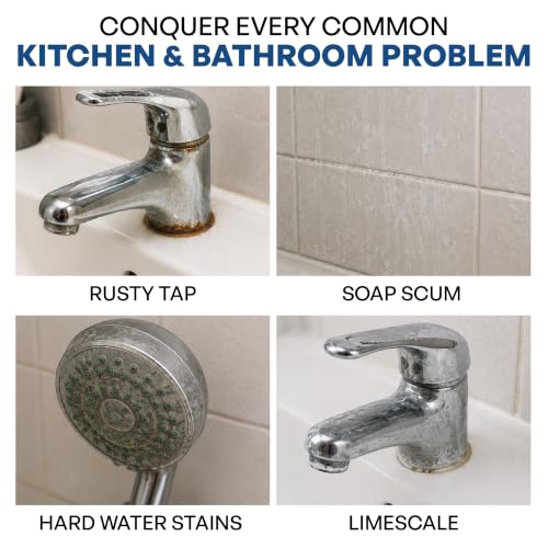 Image of Tap Cleaner, All-Purpose Bathroom & Kitchen Cleaner Spray 50ml | Cleans Taps, Bathtubs, Sinks, Shower Kitchen Surface & More | Removes Hard Water Stain, Limescale, Grease & Dirt