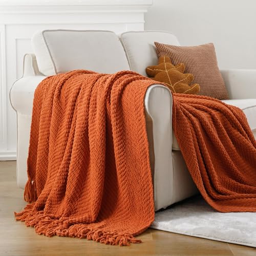 Image of BATTILO HOME Burnt Orange Throw Blanket for Couch, 50 inchx60 inch
