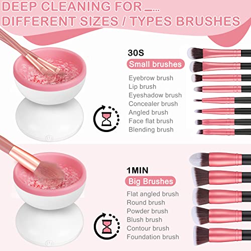 Electric Makeup Brush Cleaner,2 In 1 Makeup Brush Clean Machine With Brush Cleaner Mat,Beauty Blender Cleaner Machine For All Size/Type Brushes,Mother's Day Gifts For Women Mom Wife Daughter Girlfriend #TOP3
