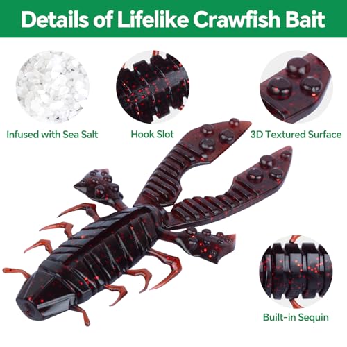 Image of Battle Craw Soft Plastic Crawfish Lures Kit with Removable Rattles