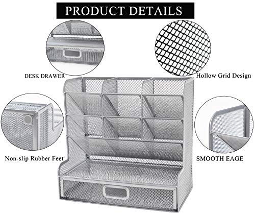 Vikmyer Mesh Desk Organizer Multi-Functional Desktop Stationery Pen Holder Box for Home Office School Supply Storage Rack - Image 3