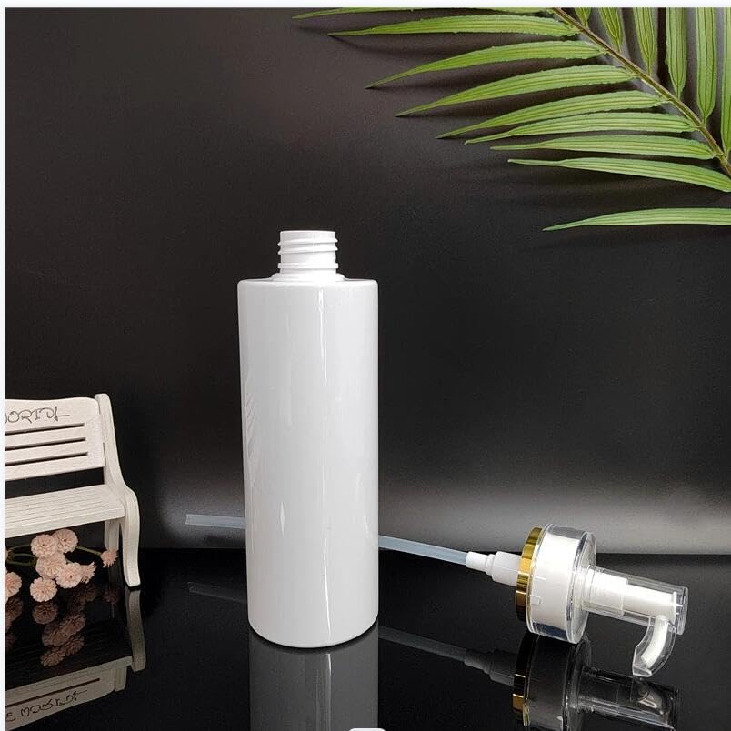 10 szt./partia 100-500 ml biała butelka PET do płynnego makijażu, plastikowa butelka do pompowania szamponu (ze srebrnym pierścieniem, plastik, 100 ml)