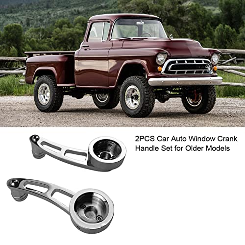 Image of Aluminium Alloy Window Crank Handles 2 Pack for Older Classic Vehicles, Replacement Window Winder Riser with Screws and Nuts for Manual Car Window, Silver