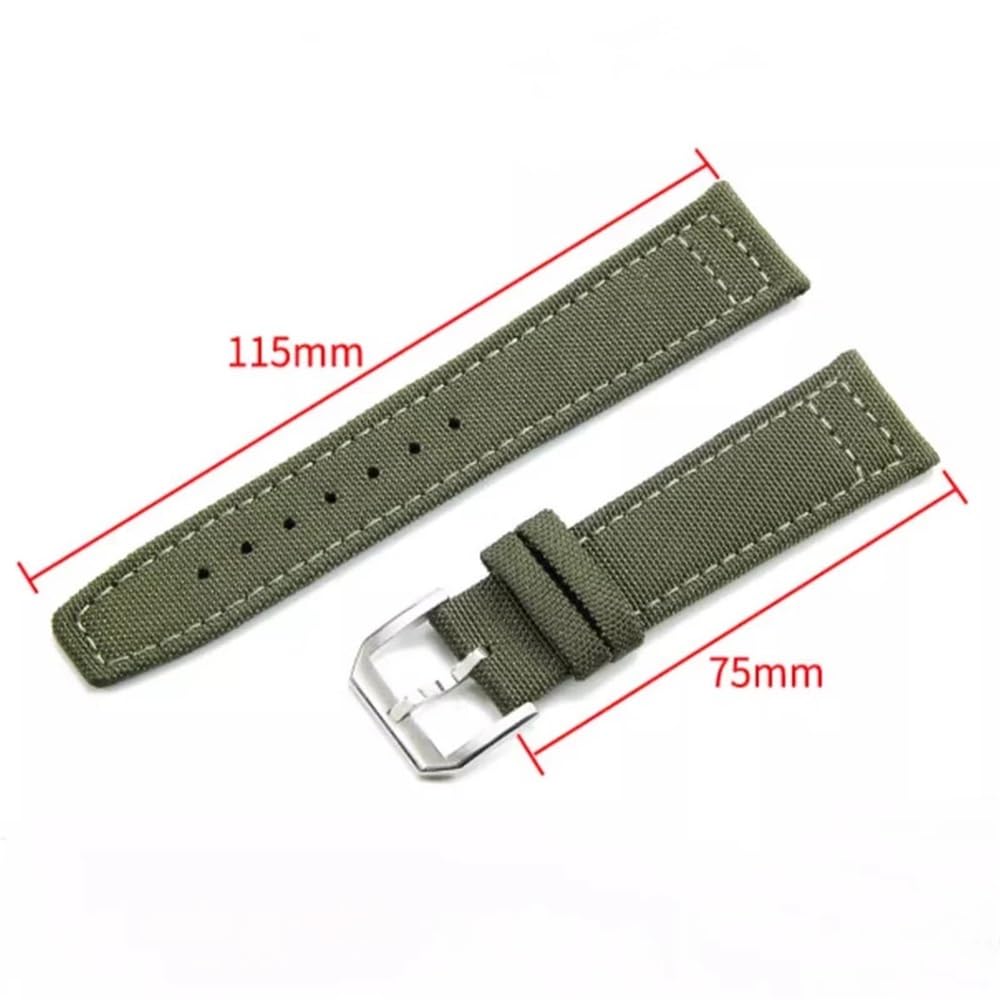 Correa de Reloj de Lona de Nailon de 20 mm, 21 mm y 22 mm para IWC Pilot Spitfire Timezone Top Gun, con Cierre Plegable (Negro rk K01, 20 mm) (Negro BK K01, 21 mm)