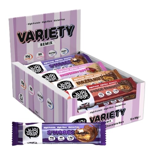 Yubi Mix Variety Box 12 Pack - Protein Bars - 99 Calories, High Protein, High Fibre, Low Sugar, Gluten Free and Dairy Free - Healthy Snacks/Nutrition Bar - Chocolate Bars - 420g