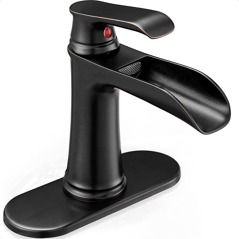 Mitigeur de lavabo cascade en laiton brossé haut avec cartouche céramique
