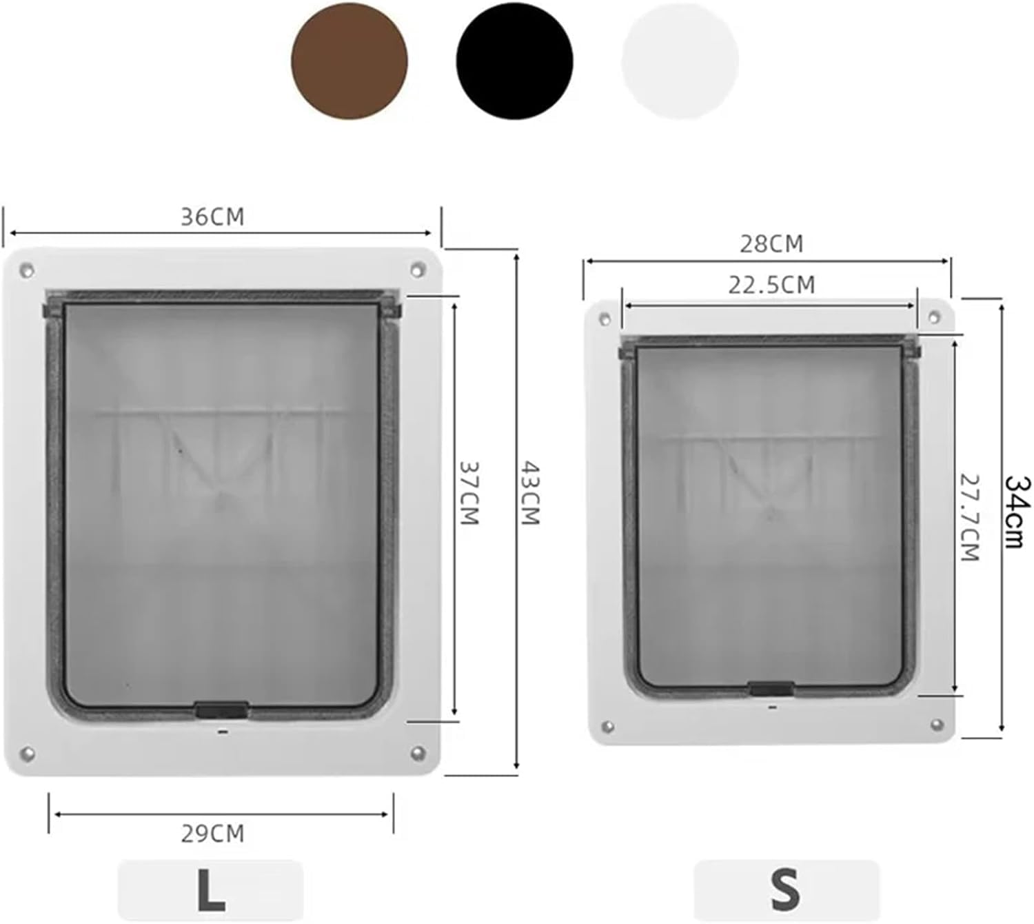 ININOSNP Modèles faciles à Installer Chatière for Animaux de Compagnie : Robuste et Durable, verrouillable, avec Un Rabat de confidentialité(Bianco,L)