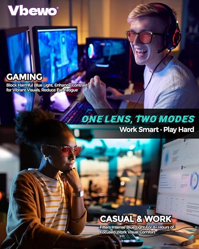 Image of 2 Packs Professional Sleep Glasses with 99.9% Blue Light Blocking Dual AR Coatings Red Lens, Computer Gaming Glasses for Men Women, Anti Fatigue & Eye Strain