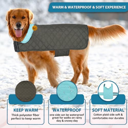 Image of Sage Square Double-Sided Quilted Dog Jacket - Weather-Resistant, Lightweight, Waterproof, Designed for Comfort & Warmth, Adjustable Fit, for Indoors or Outdoors (Small - 10 Inches, Sky Blue)
