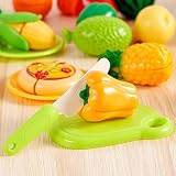 JOYIN 68 Pieces Toddler Cutting Toy Food Set - Kitchen Toys, Vegetable Fruit Toys, Storage Basket & Cutting Accessories, Gift for Boys and Girls