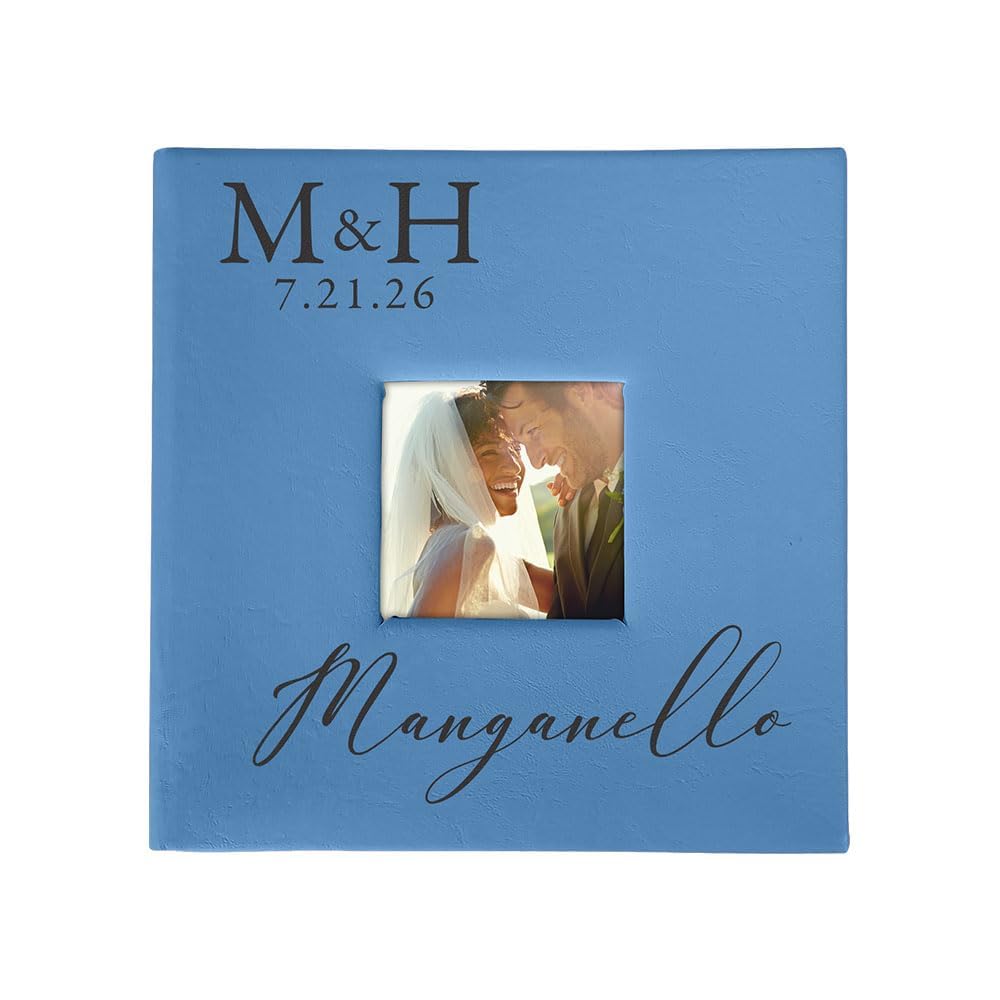 Personalized Monogram Wedding Photo Album Small Leatherette 4x6 Holds 100 Photos Last Name Gift