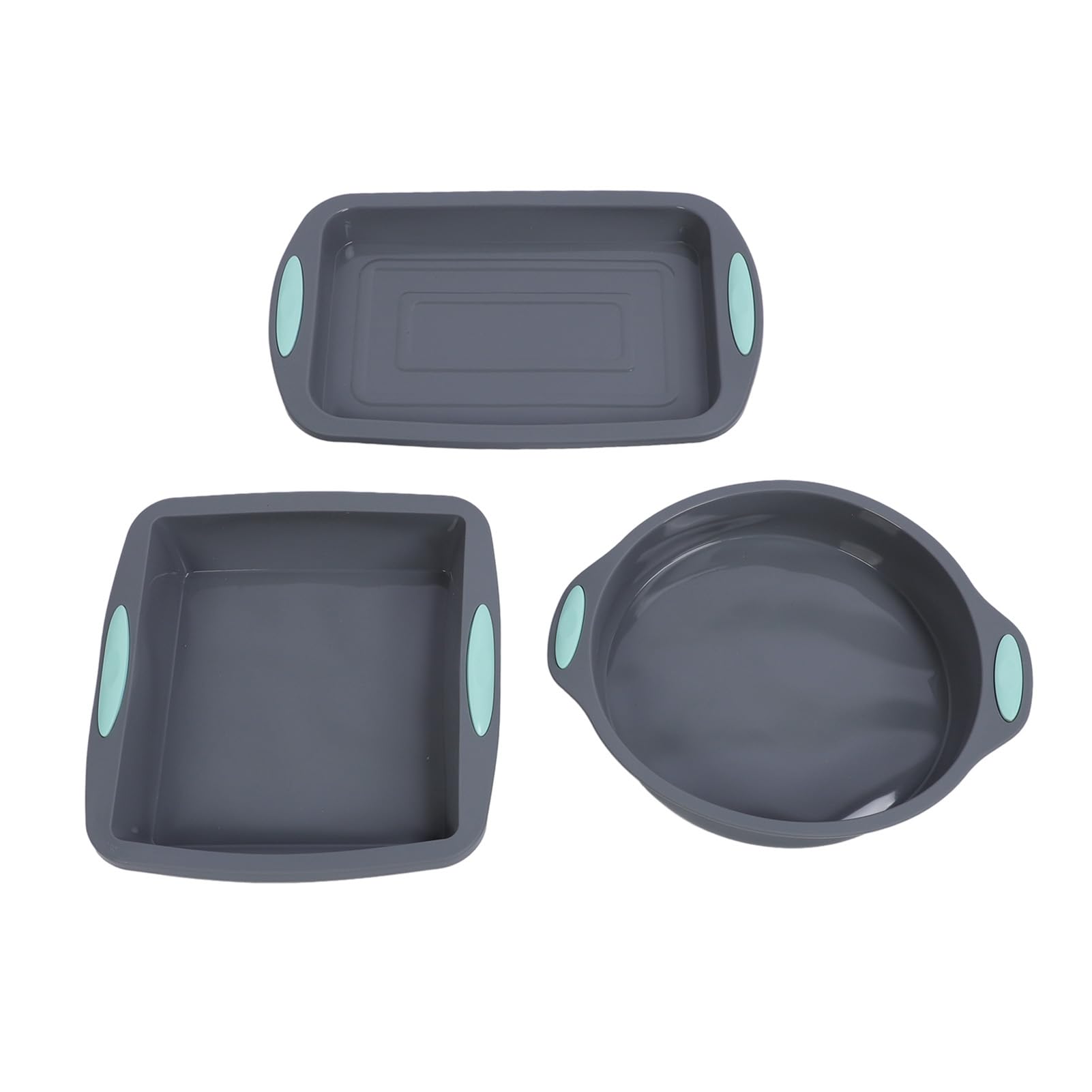 Lot de 3 Moules à Gâteau en Silicone de qualité Alimentaire, Antiadhésifs, Flexibles, pour la Cuisson du Pain, du Four, du -ondes, du Lave-vaisselle, avec Dégagement Facile,