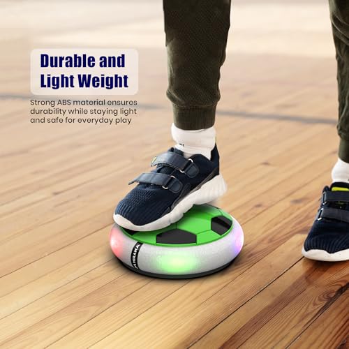Image of Mirana Air Football Smart Toy for Kids | 3-Mode USB Type-C Rechargeable Hover Ball | Indoor Electric Hoverball with LED Lights | Birthday Gift for Boys & Girls 2 3 4 5 6 7 8 9 10 Years (Green)