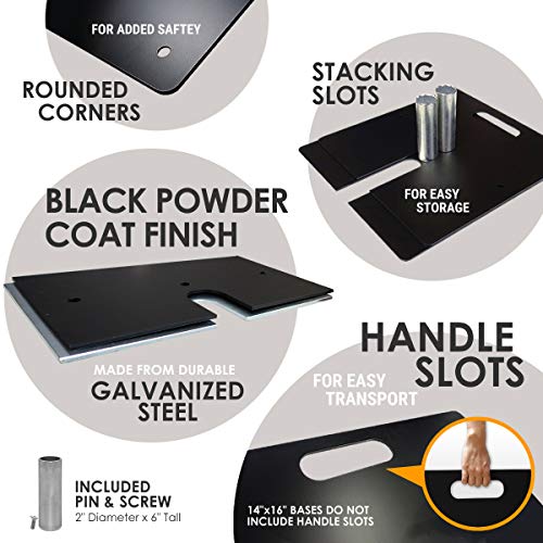 Urquid Linen Pipe And Drape Adjustable Uprights, Crossbars, Bases & Hangers - Drape Systems For Backdrops, Trade Shows, Events, Photo Booths And Decorations (14" X 16" (12 Lb), Base & Pin) #TOP3