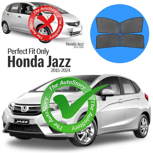 Image of AutoStory Custom Fit Black Mesh Car Sunshade for Jazz 2015-2024 | UV & Heat Protection Car Window Curtains | Privacy Car Sun Shade | Breathable Vehicle Specific Side Window Shades