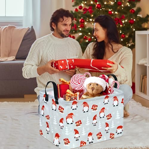 Image of Rectangular Christmas Basket Storage Bin Collapsible Nursery Hamper Book Shelf Basket Xmas Party Box
