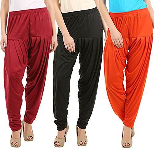 Image of Buy That Trendz Patiyala Pants for Women 3 Combo Patiyala Salwar Harem Viscose Bottoms Pants for Women